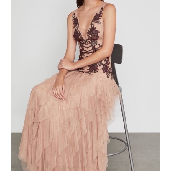 NEW BCBGMaxazria Floral Embroidered Tulle Gown - Picture 2 of 8